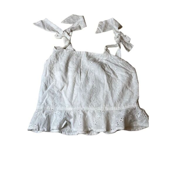 NWOT Sim & Sam Crop Top White Eyelet with Shoulder Ties Medium - Picture 1 of 6
